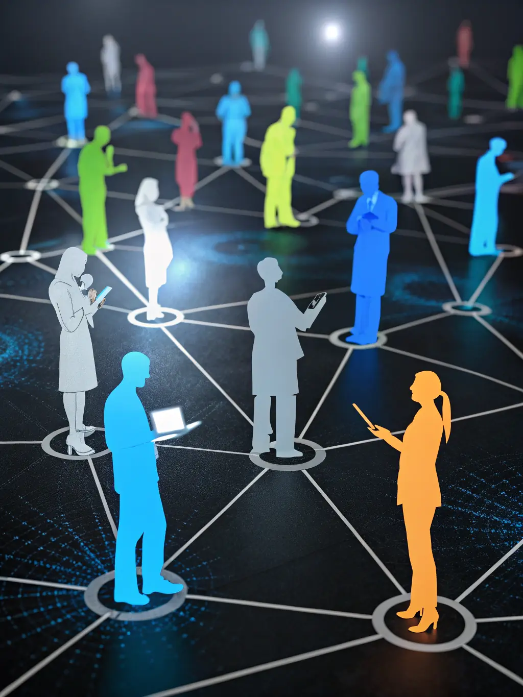 A graphic illustrating the connection between artists and industry professionals on the īkanek platform, emphasizing networking and collaboration.