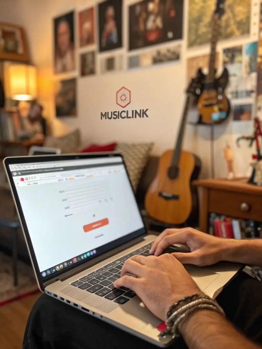 A close-up shot of a musician submitting their music through the īkanek platform, highlighting the ease and security of the process.